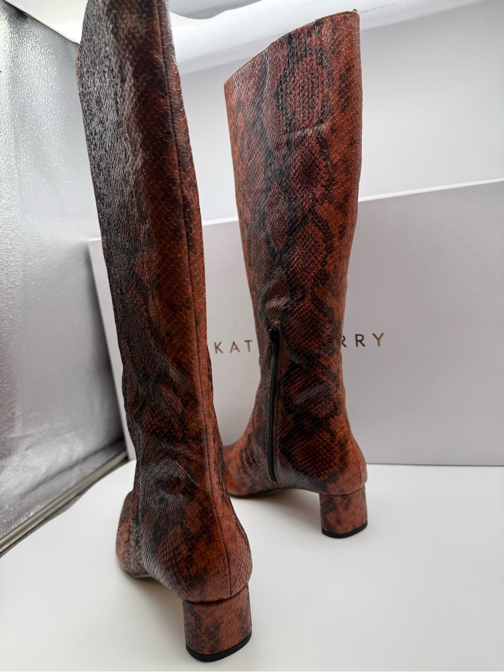 Katy Perry Collections Brown and Black Snake-Print Over-The-Knee Boots - Picture 7 of 8